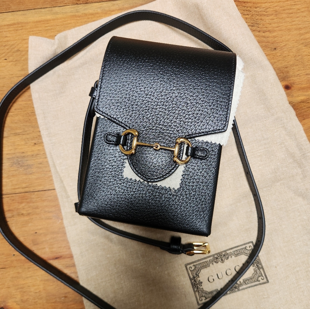 Gucci Horaebit 1955 Black Leather Crossbody Bag